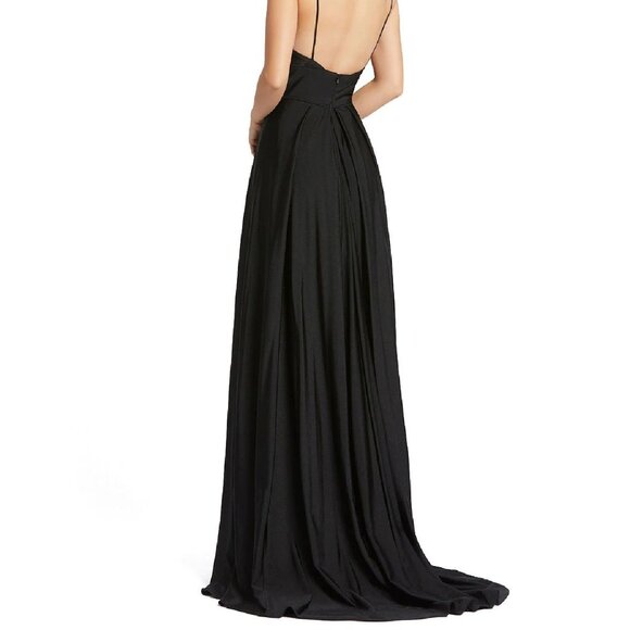 New Ieena For Mac Duggal Plunge Neck High Slit Gown Black Sz 10 26165 - Picture 6 of 7